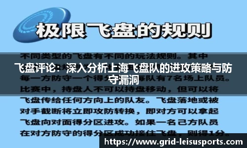 飞盘评论：深入分析上海飞盘队的进攻策略与防守漏洞